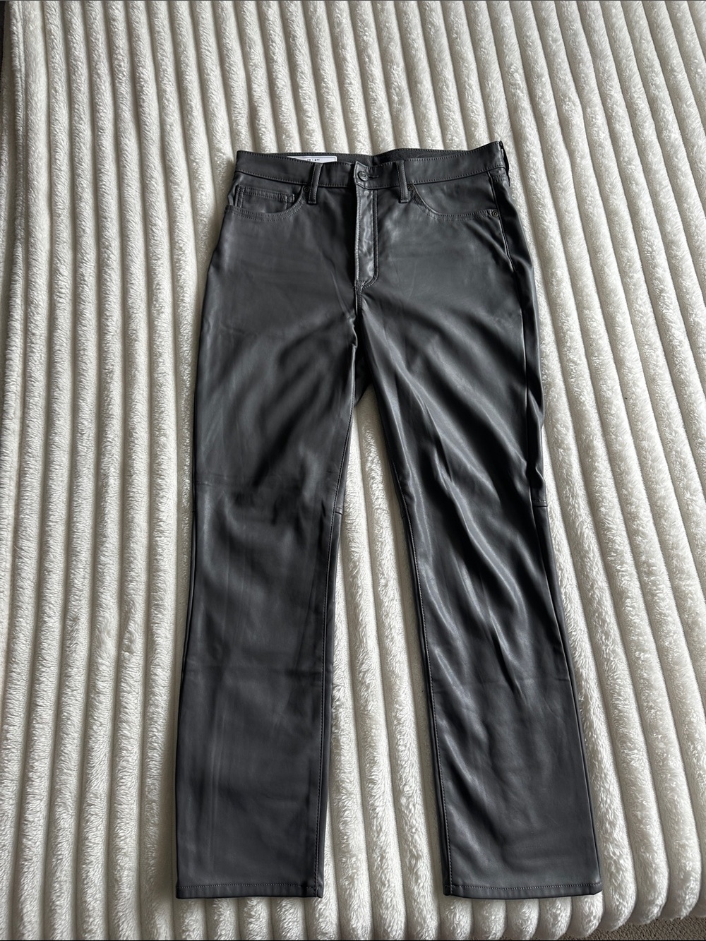 GAP Women’s Grey Straight Faux-Leather Jeans